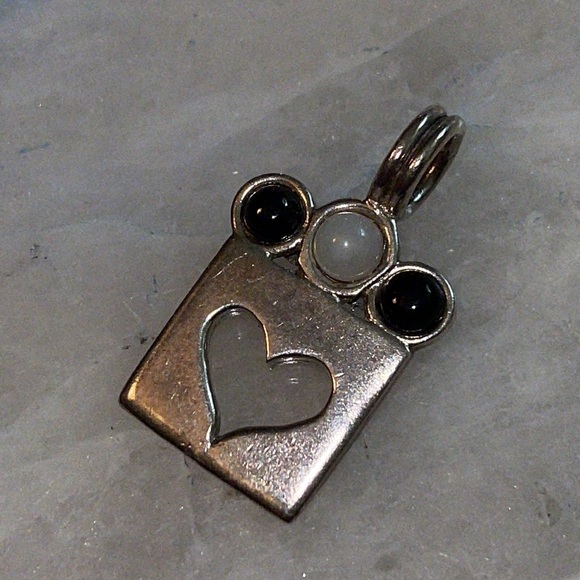 JM Thailand 925 Moonstone Onyx Sterling Silver Heart Pendant - Picture 3 of 4